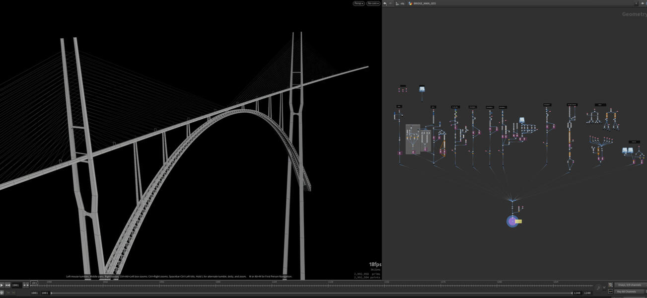 &quot;The Mile High Bridge&quot; procedural 3D model (Houdini) The Garfield Movie